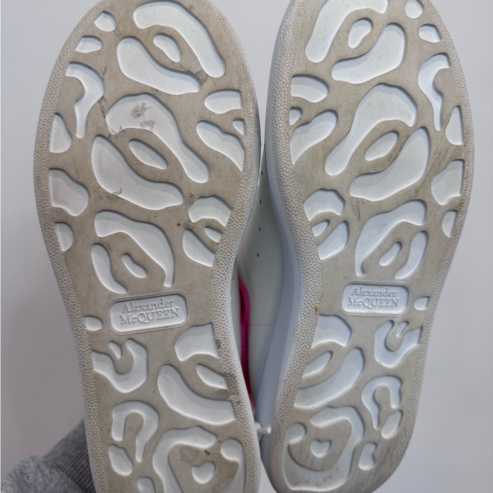 Alexander McQueen White and Bright Pink Glitter Larry Sneakers Size 36 - Picture 5 of 7